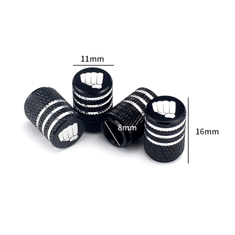 Laser Power Gesture Motivational Fist Car Tire Valve Cap, Blue, Red, Black, Gray