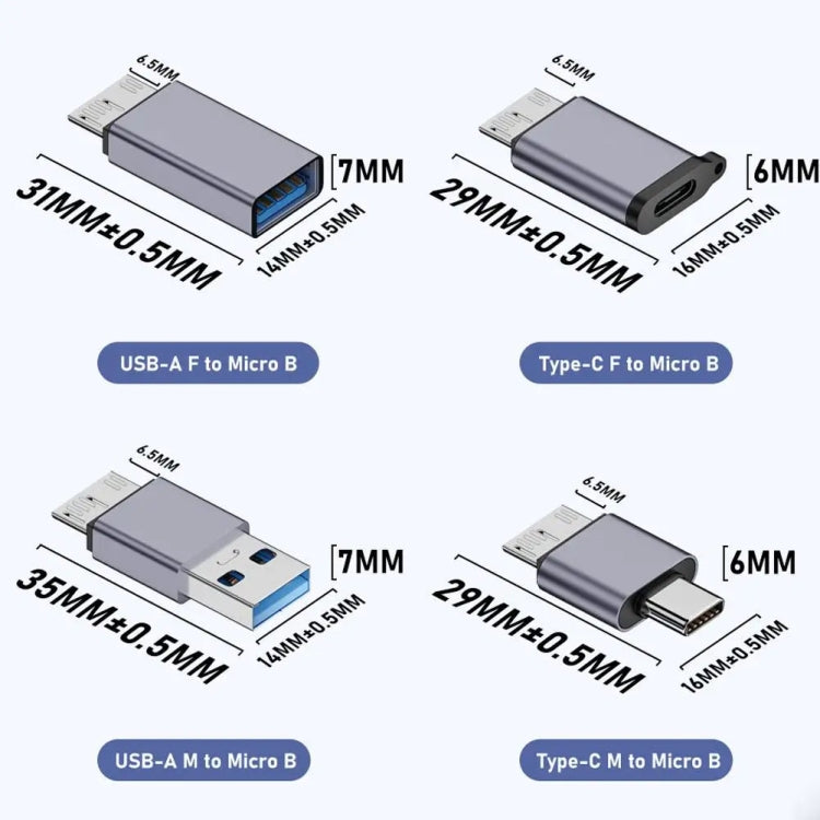 Micro B オスアダプター USBリンク HDDエンクロージャーインターフェースコンバーター、USBメス転送、Type-Cメス転送、USBオス転送、Type-Cオス転送