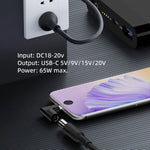 65W メスからType-C オス DC電源からPD電源ノートパソコン多機能アダプター、7.9x0.9mm A、7.4x0.6mm B、スクエアポート C、6.5x1.4mm D、6.3x3.0mm E、5.5x2.5mm F、5.5x2.1mm G、5.5x1.7mm H、5.5x1.0mm I、4.8x1.7mm J、4.0x1.7mm K、4.0x1.35mm L、4.5x3.0mm M