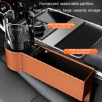Car Seat Gap Storage Box Car Water Cup Holder Ashtray, Left Black Red, Left Carbon Fiber, Left Brown, Left Beige, Left Black, Right Black Red, Right Carbon Fiber, Right Brown, Right Beige