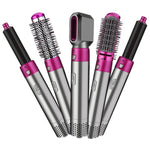 5-in-1 ホットエアコーム 自動カールアイロン スクエアモデル ヘアスタイリングコーム カール＆ストレート、USプラグ、EUプラグ、UKプラグ、AUプラグ