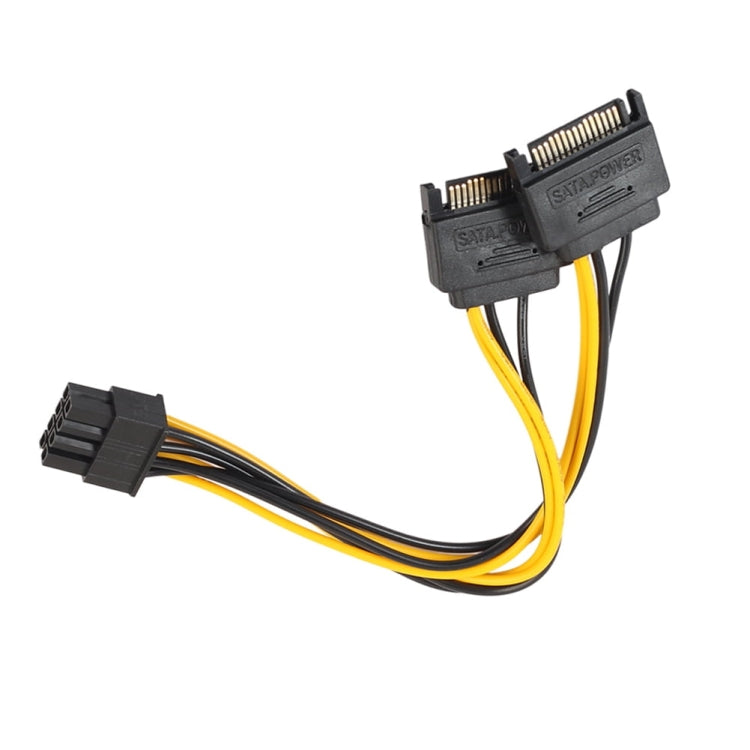 全銅 GPU グラフィックスカード 8ピンメスからダブル15ピン SATA コンピュータマザーボード電源転送ケーブル、0.2m
