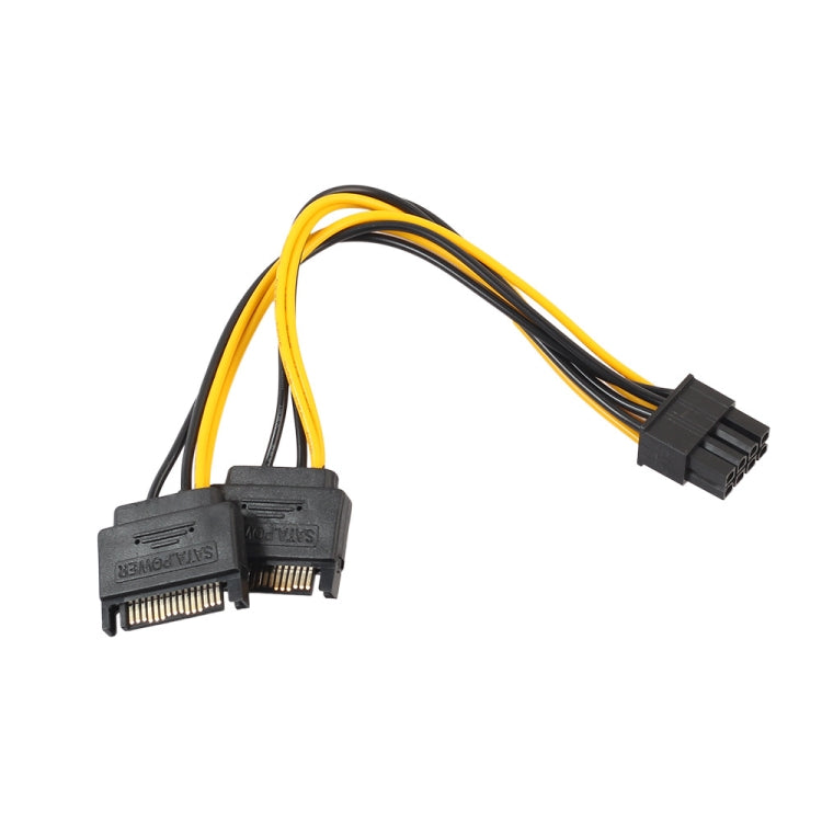 全銅 GPU グラフィックスカード 8ピンメスからダブル15ピン SATA コンピュータマザーボード電源転送ケーブル、0.2m