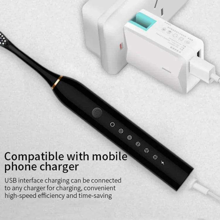 充電式超音波ソフト毛電動歯ブラシフロッサー6段階4本ブラシ付き