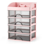 デスクトップ引き出しオーガナイザーマルチレイヤー化粧品ジュエリーボックス文房具多機能オーガナイザー、5層ホワイト引き出し（ホワイト）、5層ブラック引き出し（ホワイト）、5層ブラック引き出し（ピンク）、4層ホワイト引き出し（ホワイト）、4層ブラック引き出し（ホワイト）
