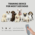 LED点滅ライト付きハンドヘルド超音波吠え止め器 周波数変換犬トレーニング機器、黒＋オレンジ、ダークグレー、グレー＋オレンジ