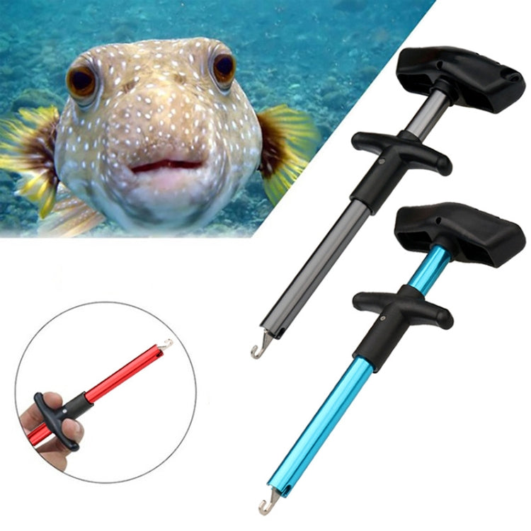 アルミ合金デカップラーT字型魚フックリムーバー 海釣り用具 24 x 7.5cm、ブルー、レッド、グレー、ブルー＋スプリングロープ、レッド＋スプリングロープ、グレー＋スプリングロープ