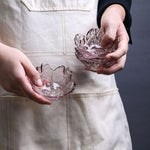 5個セット ハンマーガラス 桜皿 醤油皿 小皿 ピンク