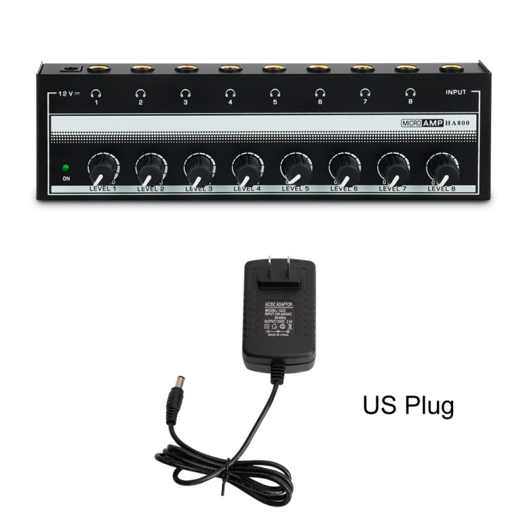 8チャンネルモニタリング多チャンネルヘッドホンアンプ 録音スタジオ用、USプラグ、HA800