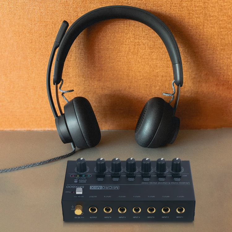 超コンパクト低ノイズ6チャンネルステレオオーディオミキサー、USプラグ、MIX600