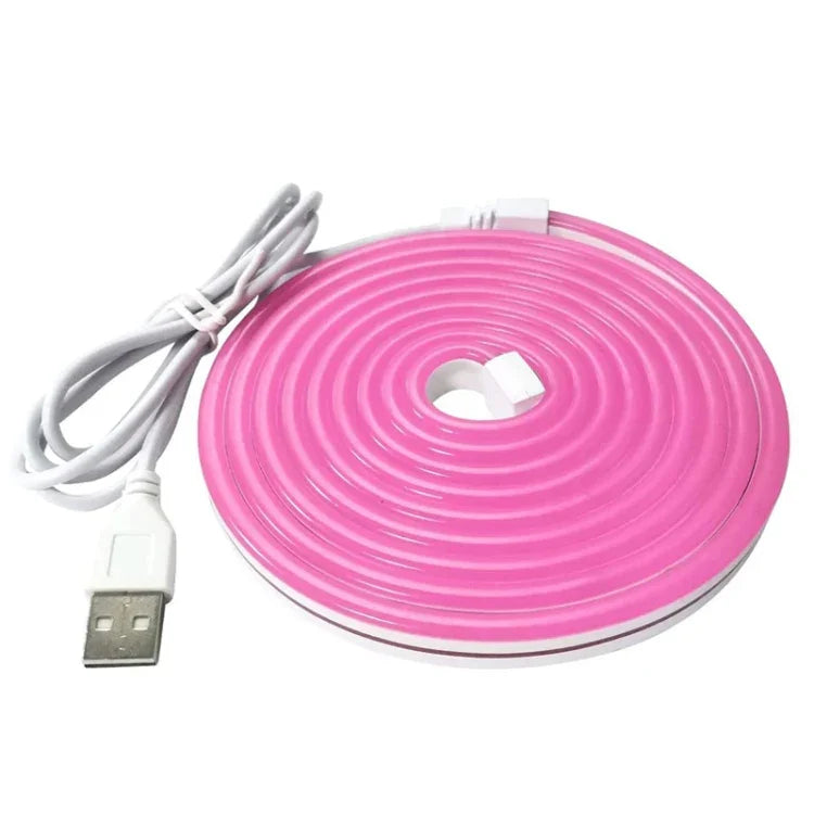 2m 5V LEDライトストリップ USBフレキシブルネオンシリコーンソフトストリップセット、USB（ピンク）、USB（暖色）、USB（ブルー）