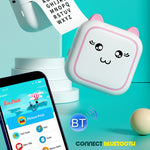 M5ミニカートゥーンポータブルBluetoothプリンター 写真用サーマルプリンター、ブルー、ピンク