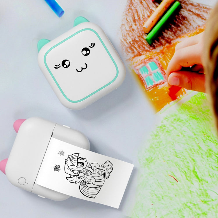 M5ミニカートゥーンポータブルBluetoothプリンター 写真用サーマルプリンター、ブルー、ピンク