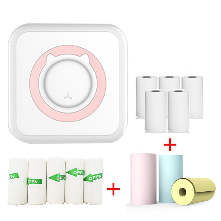 C15ミニ学生用Bluetoothインクレス写真ラベルサーマルプリンター、グリーン+5枚紙、ピンク+5枚紙、グリーン+5枚ステッカー、ピンク+5枚ステッカー、グリーン+10枚紙、ピンク+10枚紙、グリーン+5枚ステッカー+5枚紙、ピンク+5枚ステッカー+5枚紙、グリーン+5枚ステッカー+5枚紙+3色紙