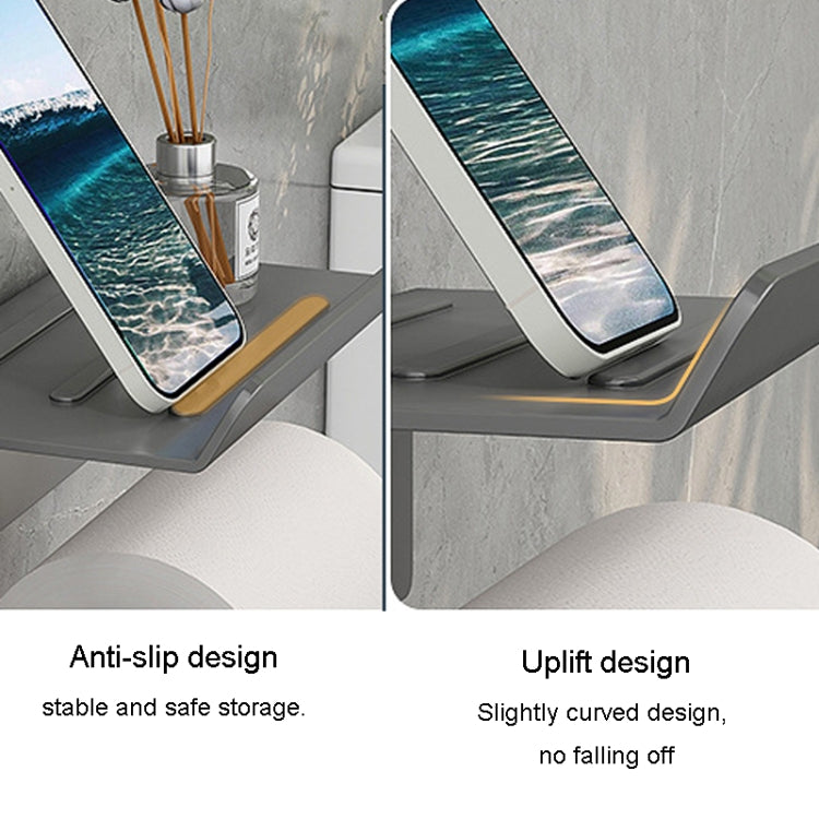 ステンレス製バスルームロールペーパーホルダー パンチ不要携帯電話収納棚、電話ラック（ホワイト）、ペーパーホルダー（ホワイト）、電話ラック（ブラック）、ペーパーホルダー（ブラック）、電話ラック（グレー）、ペーパーホルダー（グレー）