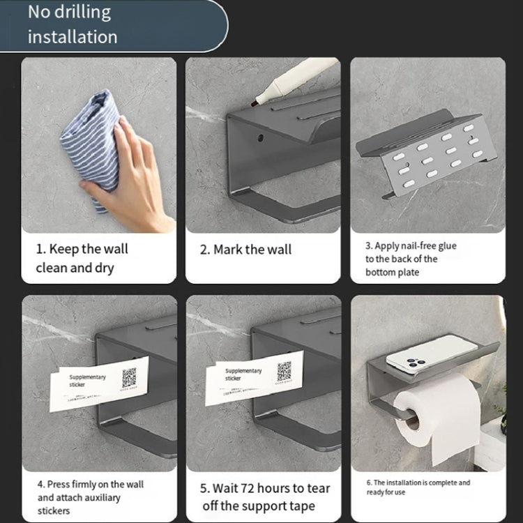 2-in-1パンチ不要バスルーム棚 家庭用ペーパータオル携帯電話トイレタリー収納ラック