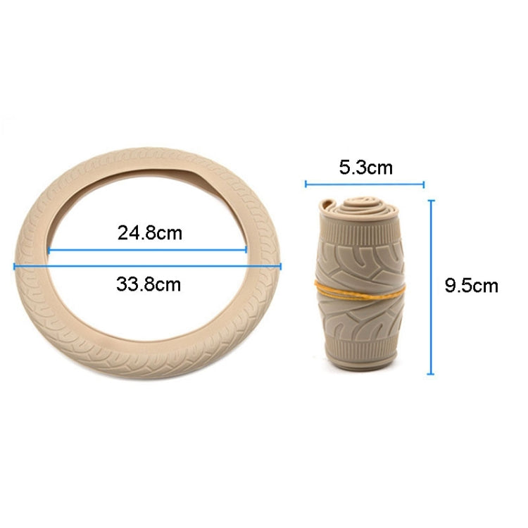 Car Silicone Protective Cover Wear Resistant Non-Slip Tire Pattern Driving Grip Sleeve, For 36cm-40cm Diameter Steering Wheel
