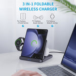 3イン1 ワイヤレス充電器 Samsung Galaxy Z Fold モバイルフォン イヤホン & スマートウォッチ対応、F16A
