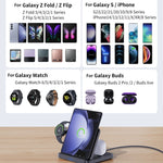 3イン1 ワイヤレス充電器 Samsung Galaxy Z Fold モバイルフォン イヤホン & スマートウォッチ対応、F16A