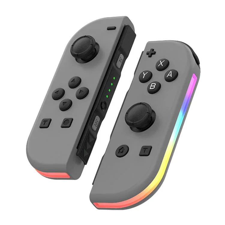 JOY-02 ゲーミング左右ハンドル RGBライト付き ボディフィール Bluetoothゲームパッド Switch / Switch OLED / Switch Pro / Switch Lite / Switch Joycon用、ブラック、グレー