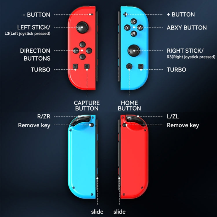 JOY-02 ゲーミング左右ハンドル RGBライト付き ボディフィール Bluetoothゲームパッド Switch / Switch OLED / Switch Pro / Switch Lite / Switch Joycon用、ブルーレッド、グリーンブルー、ホワイト