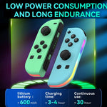 JOY-02 ゲーミング左右ハンドル RGBライト付き ボディフィール Bluetoothゲームパッド Switch / Switch OLED / Switch Pro / Switch Lite / Switch Joycon用、ブルーレッド、グリーンブルー、ホワイト