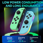 JOY-02 ゲーミング左右ハンドル RGBライト付き ボディフィール Bluetoothゲームパッド Switch / Switch OLED / Switch Pro / Switch Lite / Switch Joycon用、ブルーレッド、グリーンブルー、ホワイト