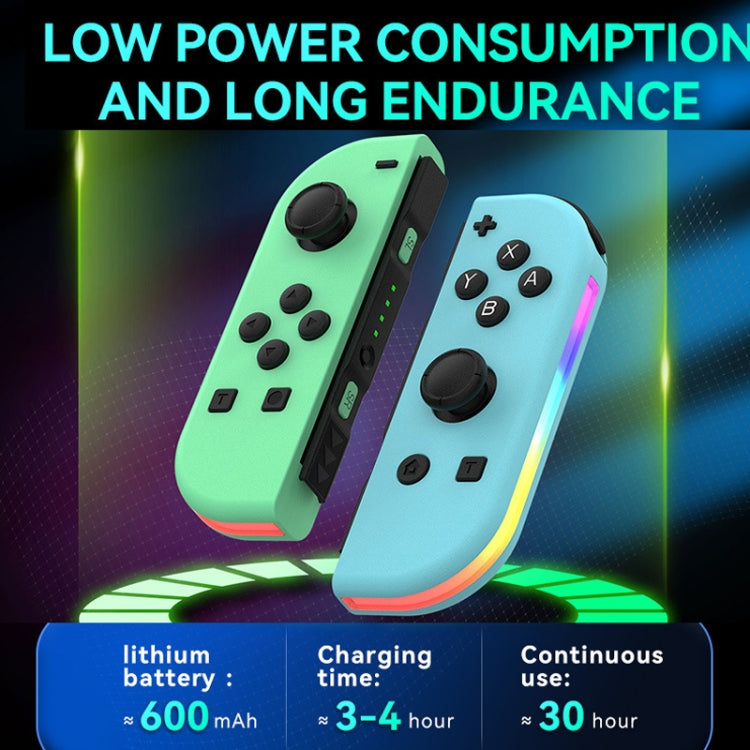 JOY-02 ゲーミング左右ハンドル RGBライト付き ボディフィール Bluetoothゲームパッド Switch / Switch OLED / Switch Pro / Switch Lite / Switch Joycon用、ブルーレッド、グリーンブルー、ホワイト