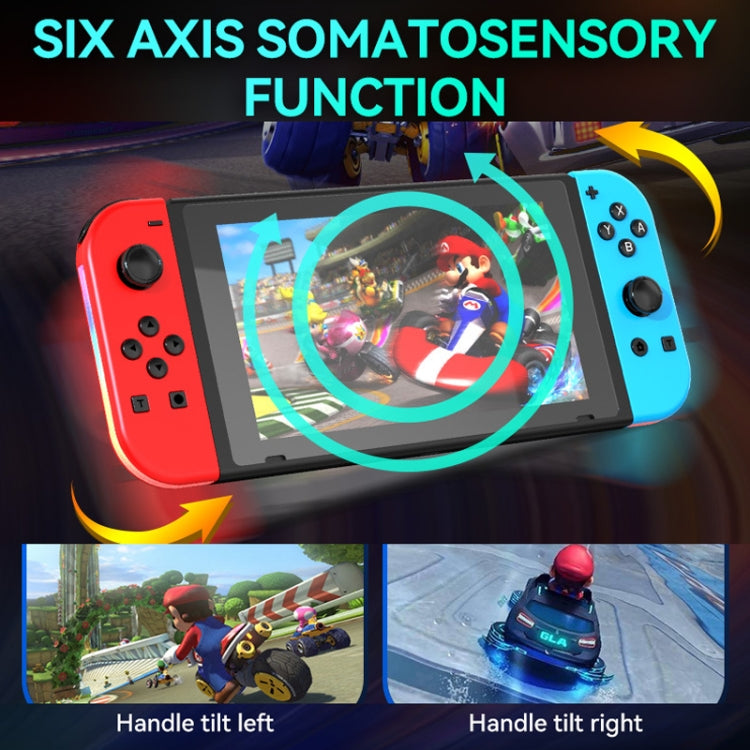 JOY-02 ゲーミング左右ハンドル RGBライト付き ボディフィール Bluetoothゲームパッド Switch / Switch OLED / Switch Pro / Switch Lite / Switch Joycon用、ブルーレッド、グリーンブルー、ホワイト