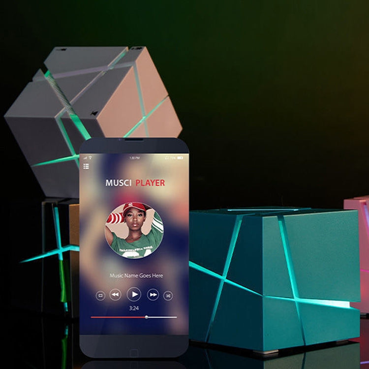 Qone Cube AIスマート音声操作Bluetoothスピーカー RGBライト ミニワイヤレスオーディオ、AI音声操作（ブルー）、AI音声操作（ピンク）、AI音声操作（ブラック）、AI音声操作（ホワイト）