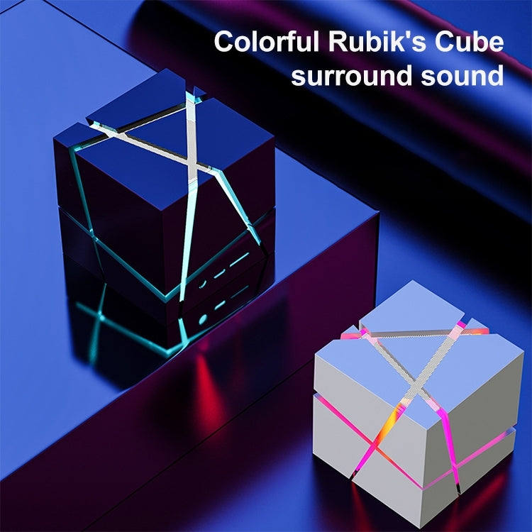 Qone Cube AIスマート音声操作Bluetoothスピーカー RGBライト ミニワイヤレスオーディオ、AI音声操作（ブルー）、AI音声操作（ピンク）、AI音声操作（ブラック）、AI音声操作（ホワイト）