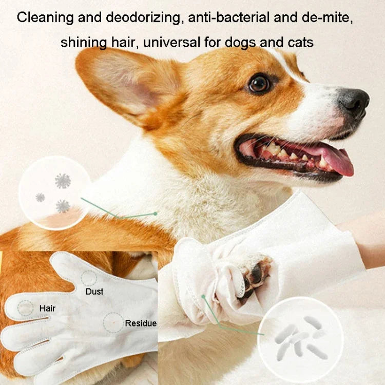KIMHOME ペット用洗い不要グローブワイプ 犬猫用入浴消臭清掃ドライクリーニング用品、6枚入りパック