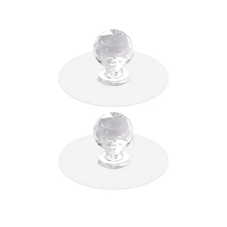 2pcs /Pack Invisible Cabinet Drawer Suction Cup Sticky Handle Acrylic Self-Adhesive Closet Glass Handle