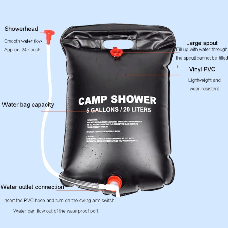 アウトドア折りたたみ式ソーラーシャワーバッグ ポータブル水貯蔵バッグ 家庭用、20L、25L