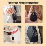 AirTagロケーター用 レザーケース アクセスカード キーチェーン付き