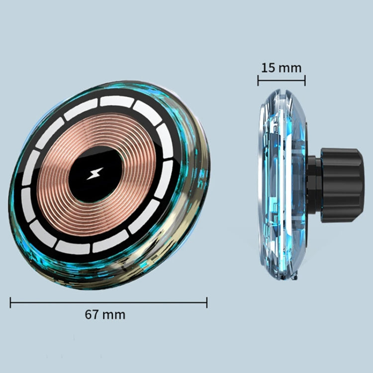 For iPhone Magsafe Magnetic Car Wireless Charger Phone Holder Light Emitting Wireless Charger, Ice Blue Breathe Light, Pickup RGB Light
