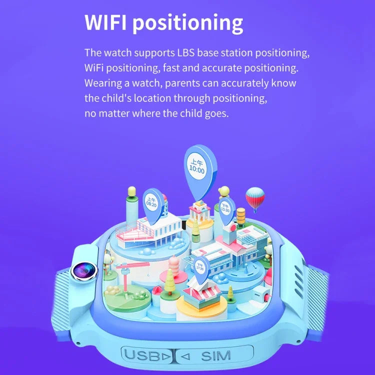 Y36 1.44インチ 4Gビデオ通話 防水スマート子供用電話時計 SOS機能付き