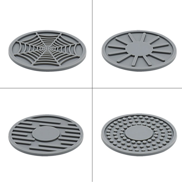 4pcs/set 6.8x0.3cm Car Anti-slip Silicone Water Coaster Storage Interior, Black, Gray, Brown, Green, Wine Red