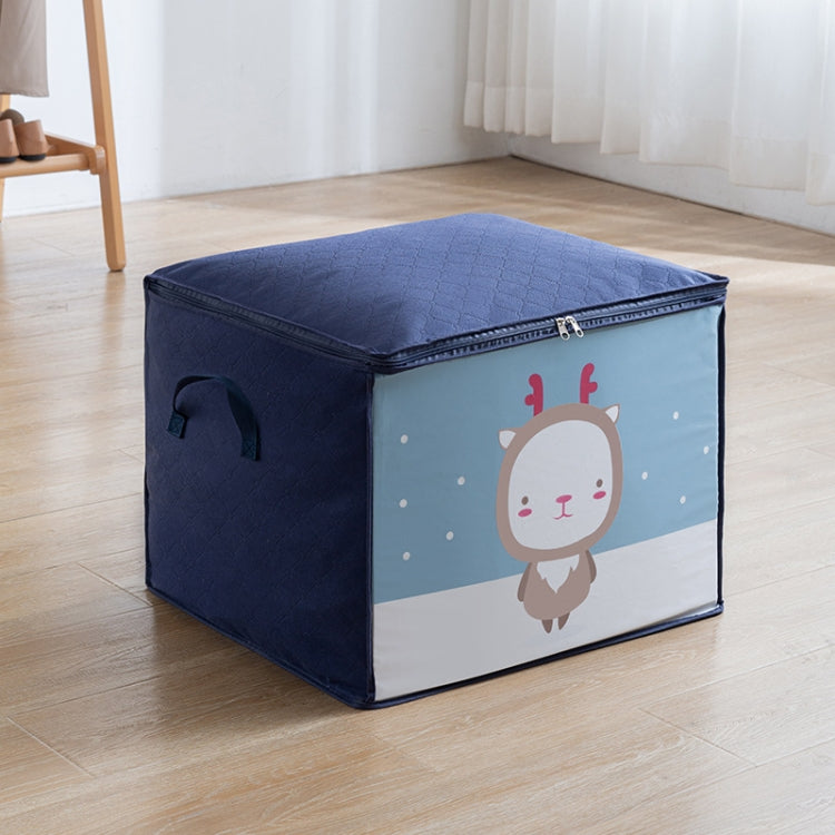 不織布衣類整理布団防塵収納袋、横型ネイビーブルー50x42x39cm、縦型ライトブルー48x35x48cm