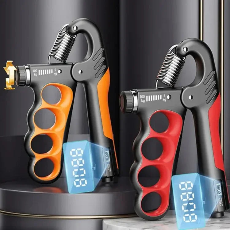 5-100kg調整可能 ハンドグリップ強化器 腕筋肉エクササイザー、電子カウンターオレンジ、電子カウンターレッド、電子カウンターグレー、機械式カウンターオレンジ、機械式カウンターレッド、機械式カウンターグレー