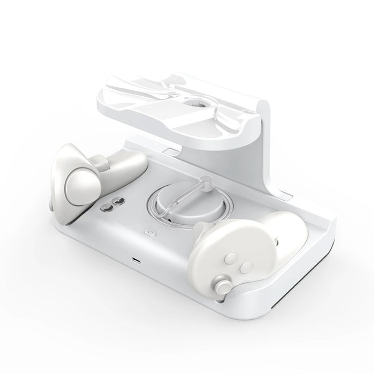 Meta Quest 3ヘッドセット充電ベース きらめきライト付きVRグリップ充電スタンド, ホワイト, ブラック
