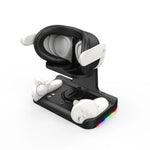 Meta Quest 3ヘッドセット充電ベース きらめきライト付きVRグリップ充電スタンド, ホワイト, ブラック