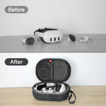 JYS-MQ018 Apple Vision Pro / Meta Quest 3 VRグラス収納バッグ 落下防止・擦り傷防止ポータブルバッグ, ブラック, グレー