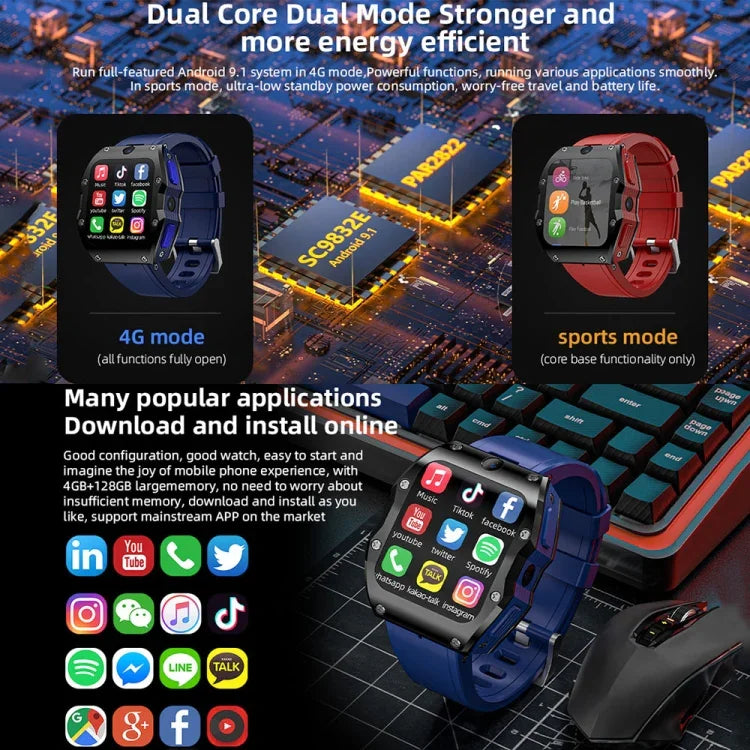 LOKMAT Appllp 3 Max 2.02インチ プラグカード 4G通話防水スポーツスマートウォッチ SOS機能付き