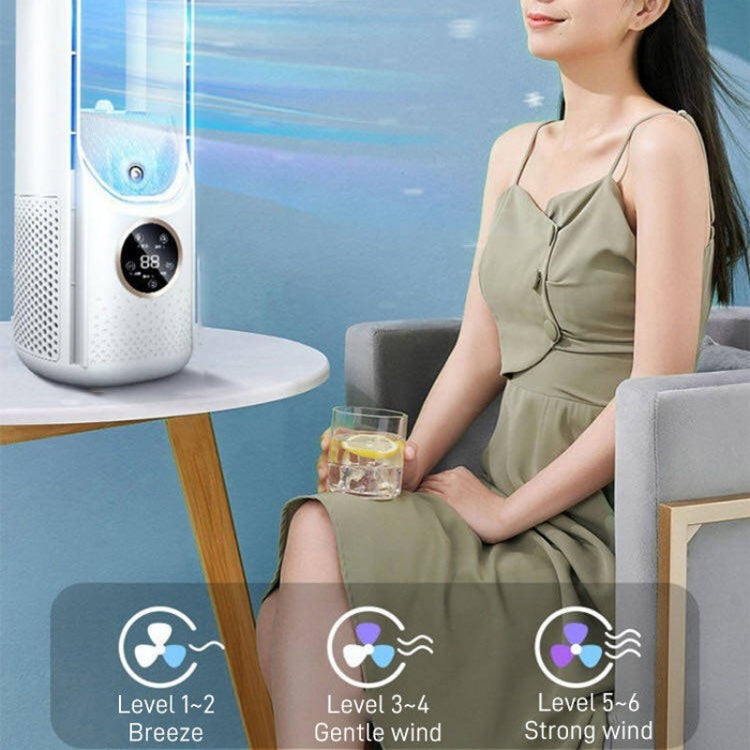 デスク用羽根なし加湿電動ファン 六段階調節 LEDライト付きタイマー機能