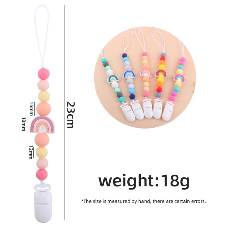 ベビー用落下防止チェーン おしゃぶりクリップ シリコン製レインボービーズ ダミーホルダー 乳首クリップ, レインボーパープル, レインボーピンク, レインボーブルー