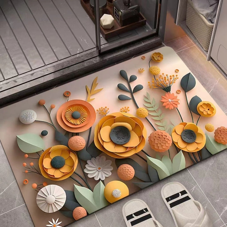 3D油絵珪藻土吸水フロアマット滑り止めカーペット、40×60cm、50×80cm