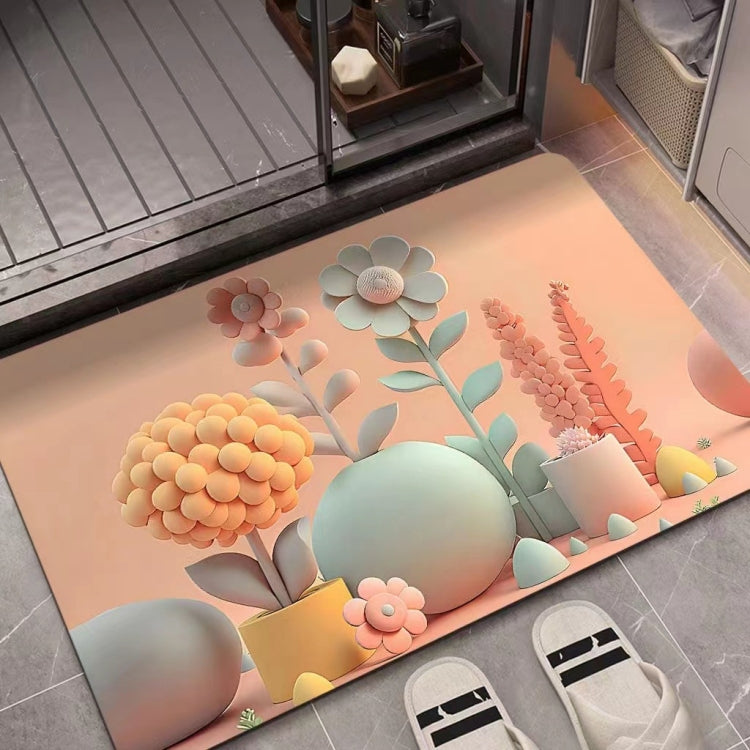 3D油絵珪藻土吸水フロアマット滑り止めカーペット、40×60cm、50×80cm