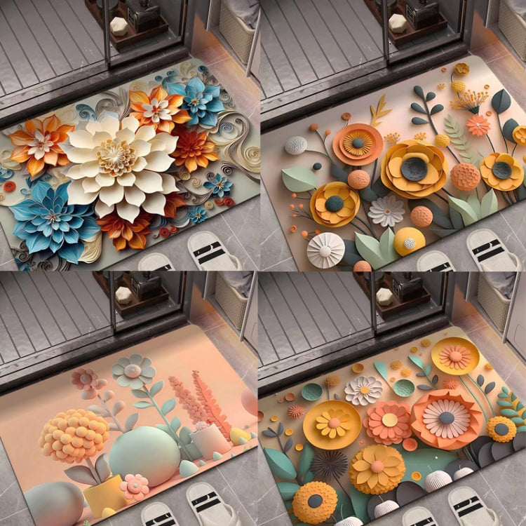 3D油絵珪藻土吸水フロアマット滑り止めカーペット、40×60cm、50×80cm