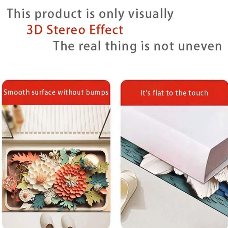 3D油絵珪藻土吸水フロアマット滑り止めカーペット、40×60cm、50×80cm